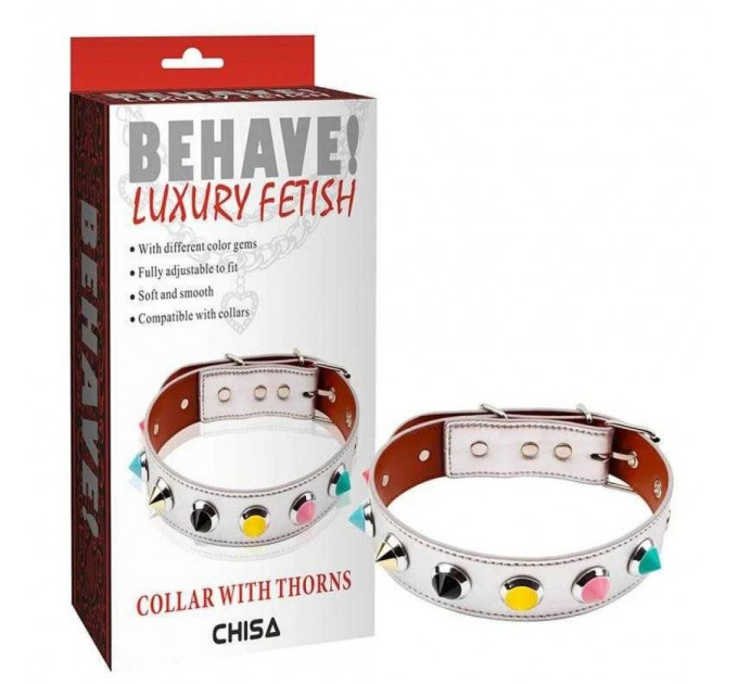 Ошейник с шипами Chisa Behave! Collar With Thorns, белый
