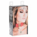 Ошейник широкий красный Kinky Diva Collar Me с золотистым замочком в виде сердца и ключиком