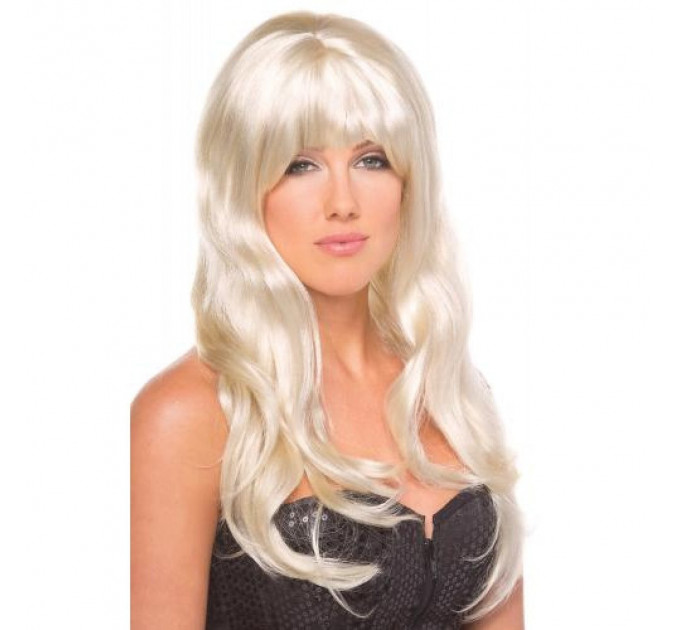 Парик длинный вьющийся с челкой Fetish Hair светлый блонд, 60 см