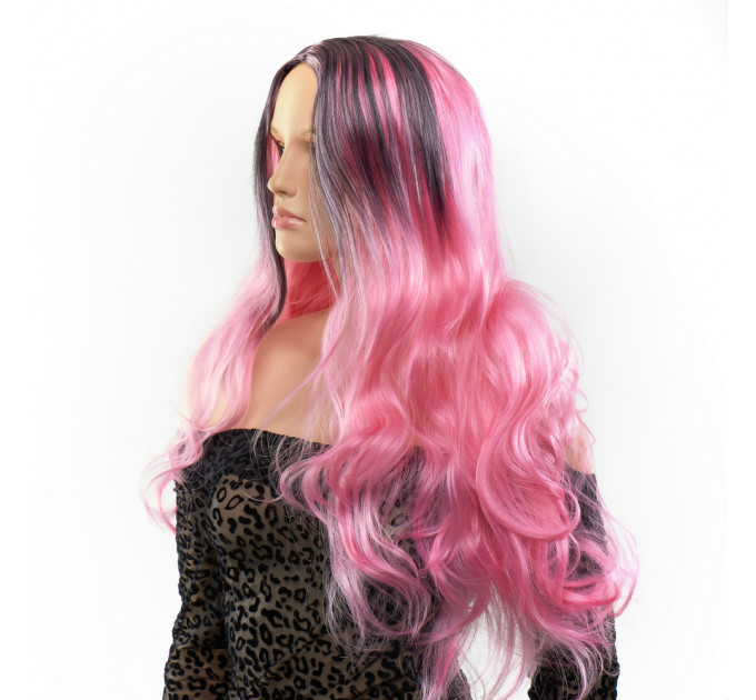 Парик длинный волнистый Fetish Hair балаяж розовый, 65 см