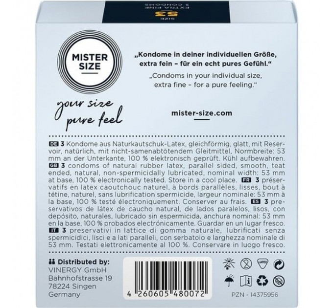 Презервативи Mister Size 53mm pack of 3