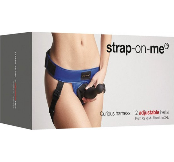 Трусики для страпону Strap-On-Me - Curious синій металік