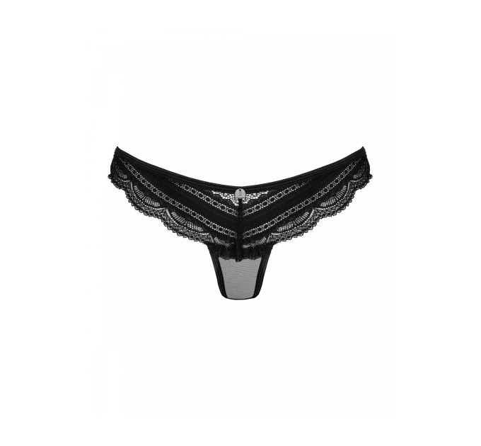 Трусики полупрозрачные с кружевом Obsessive Ivannes черный, L/XL