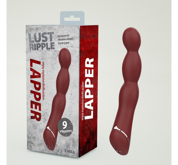 Вибратор классический гибкий Chisa Lust Ripple Lapper, бордовый