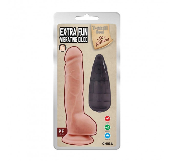 Вибратор реалистичный CHISA T-skin ReaL Extra fun с пультом управления, 23.5 х 4.2 см