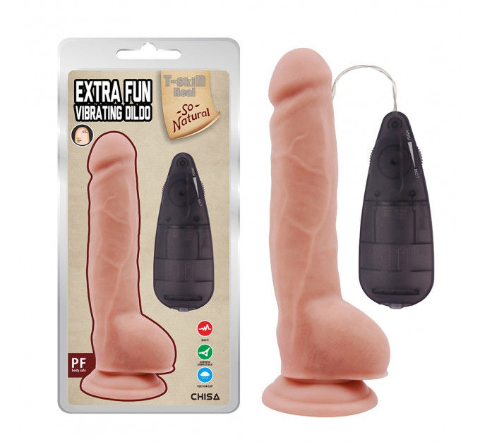 Вибратор реалистичный CHISA T-skin ReaL Extra fun с пультом управления, 23.5 х 4.2 см