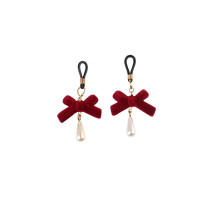 Затискачі на соски CHISA Senuelo Nipple Jewelry Play Kit з червоними бантиками та перлинами