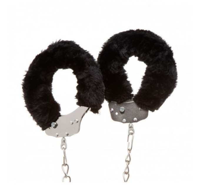Поножи металлические с мехом DS Fetish Ankle Cuffs, черный