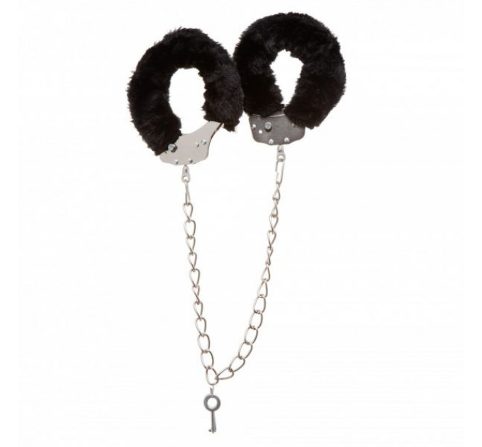 Поножи металлические с мехом DS Fetish Ankle Cuffs, черный