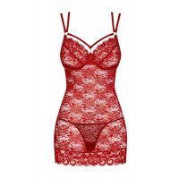 Сорочка Obsessive 860-CHE-3 chemise & thong red S/M