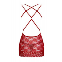 Сорочка Obsessive 860-CHE-3 chemise & thong red S/M