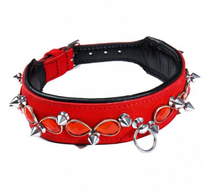 Ошейник Leather Jewel & Spike, Red