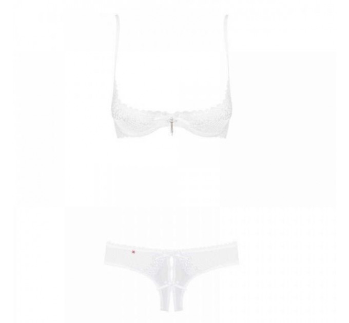 Комплект открытая грудь Obsessive ALABASTRA Set L/XL белый