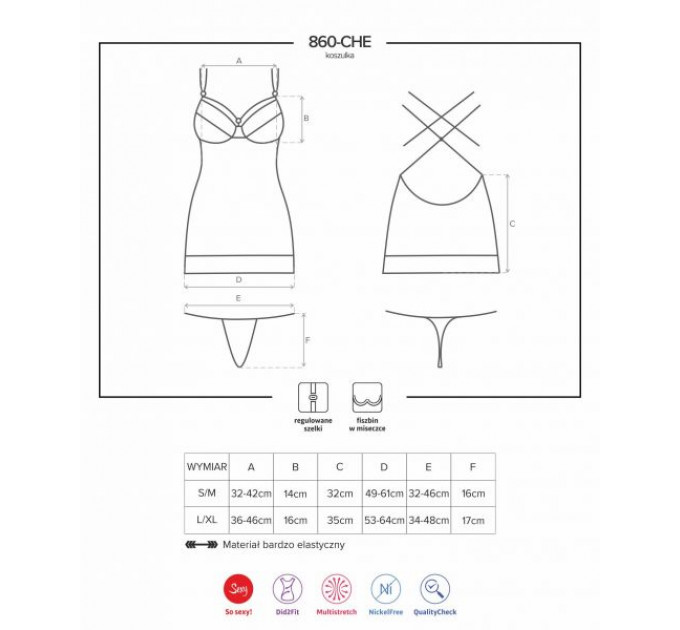 Сорочка Obsessive 860-CHE-3 chemise & thong red S/M
