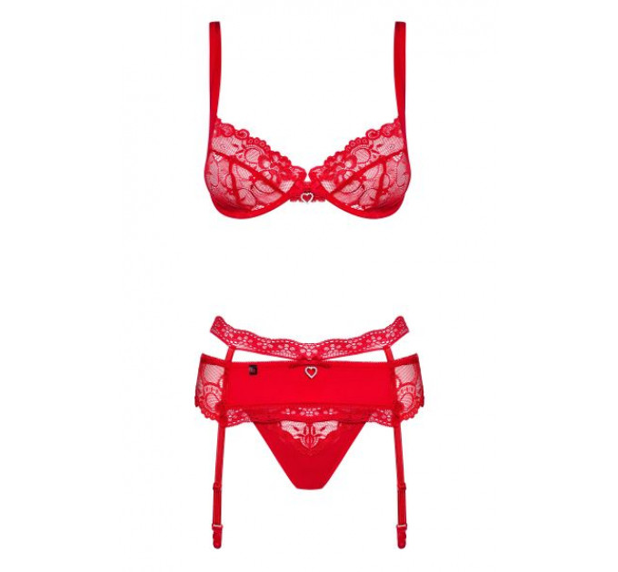 Комплект Obsessive Heartina 3 pcs set S/M S\M красный