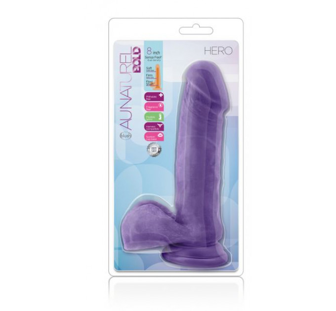 Фаллоимитатор киберкожа AU NATUREL BOLD HERO 8INCH DILDO PURPLE