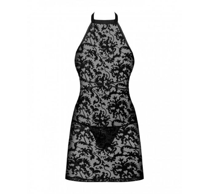 Пеньюар c трусиками Obsessive Softily chemise Black S\M
