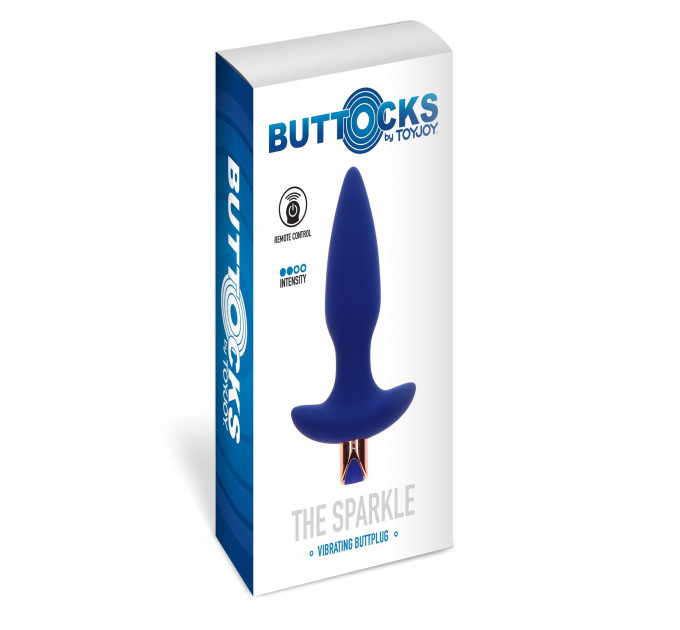 Анальна пробка з вібрацією Toy Joy Sparkle Buttplug з дистанційним керуванням, синій