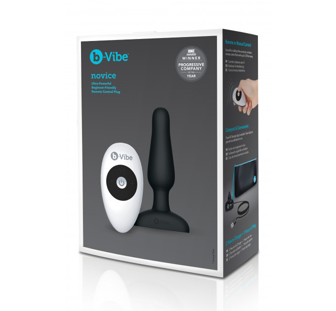 Анальна пробка з вібрацією та пультом B-Vibe Novice Plug, чорна