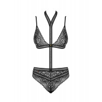 Боді комплект чорний Obsessive Ailay teddy set S/M