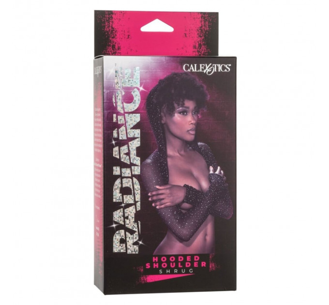 Болеро в сеточку с капюшоном CalExotics Hooded Shoulder Shrug, со стразами, черный