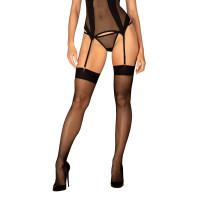 Панчохи в сіточку Obsessive S823 stockings, чорні, S/M/L
