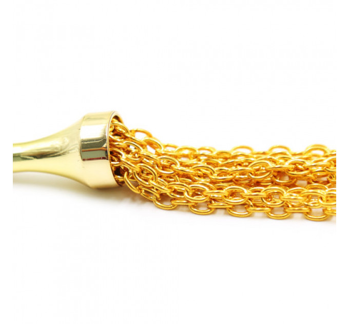 Флоггер с кисточкой на цепочке DS Fetish Golden Metal 23 см