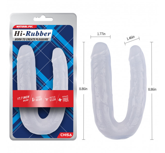 Фаллоимитатор двойной Chisa Hi-Rubber, прозрачный