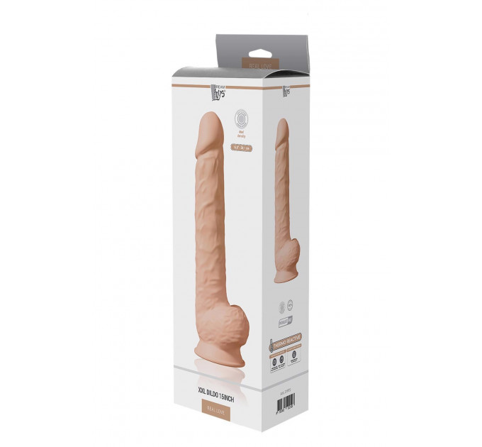 Фалоімітатор гігантський реалістичний Dreamtoys Real Love на присосці з мошонкою, бежевий