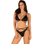 Комплект Obsessive Cobra Nive с имитацией змеиной кожи, черный, S/M