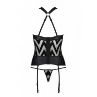 Корсет з геометричним орнаментом та стрінги HIMA CORSET black S/M - Passion