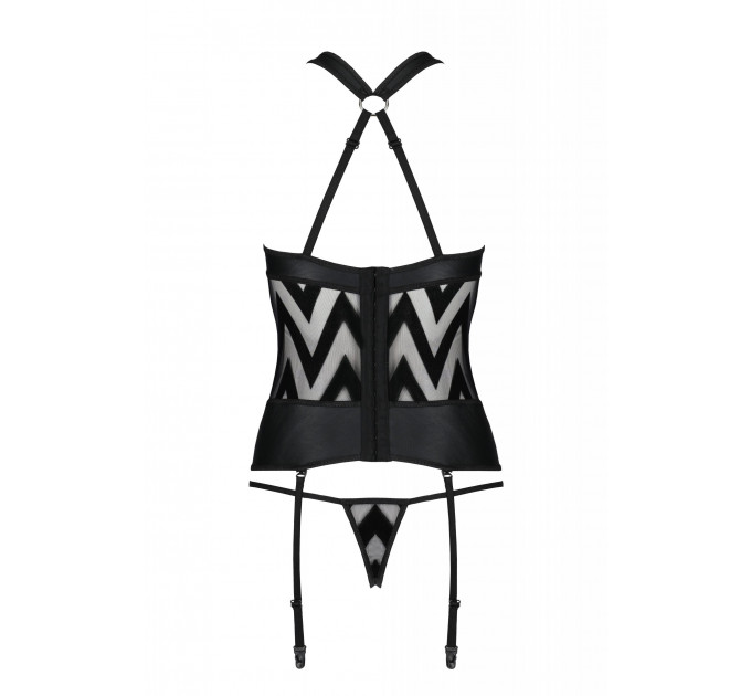 Корсет с геометрическим орнаментом и стринги HIMA CORSET black S/M - Passion