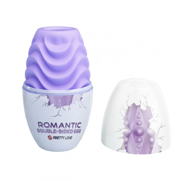 Мастурбатор яйцо Pretty Love двустороннее, рельефное, фиолетовое, 8.6 х 4.6 см