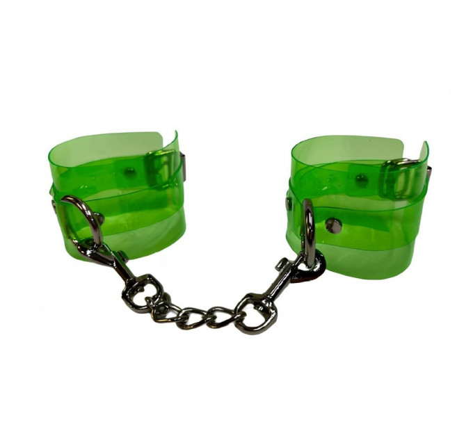 Наручники с цепочкой, полупрозрачные, зеленые DS Fetish Handcuffs
