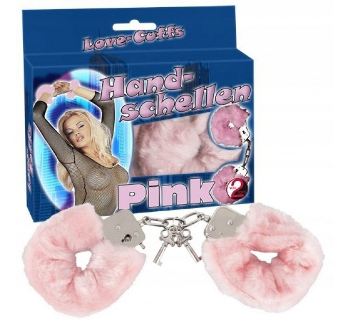 Наручники с искусственным мехом You2Toys, металлические, светло-розовые