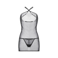 Платье сеточкой в стразах Sunspice и стринги, черный, L/XL