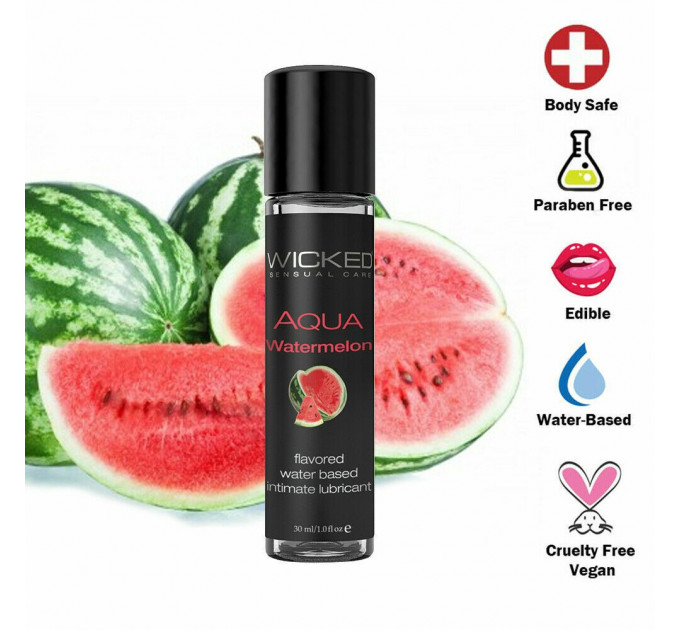 Съедобный лубрикант Wicked Aqua Watermelon Flavored со вкусом арбуза, 30 мл