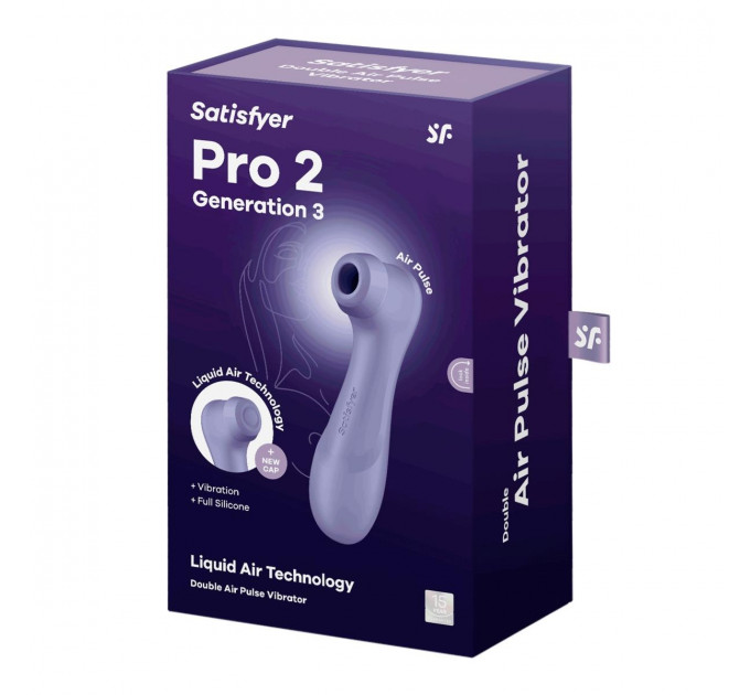 Вакуумный стимулятор клитора Satisfyer Pro 2 Generation 3 (в наборе две силикон. насадки), лиловый