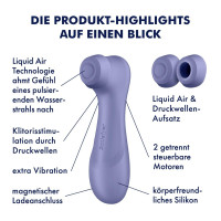 Вакуумний стимулятор клітора Satisfyer Pro 2 Generation 3 (у наборі дві силікон. насадки), фіолетовий