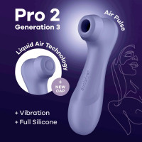 Вакуумний стимулятор клітора Satisfyer Pro 2 Generation 3 (у наборі дві силікон. насадки), фіолетовий