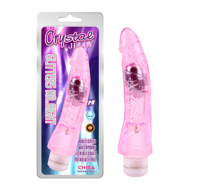Вибратор прозрачный Chisa Crystal Jellie на батарейках, розовый