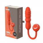 Вибратор Chisa Kissen Glitz с фрикциями, рельефный, с проводным пультом, оранжевый