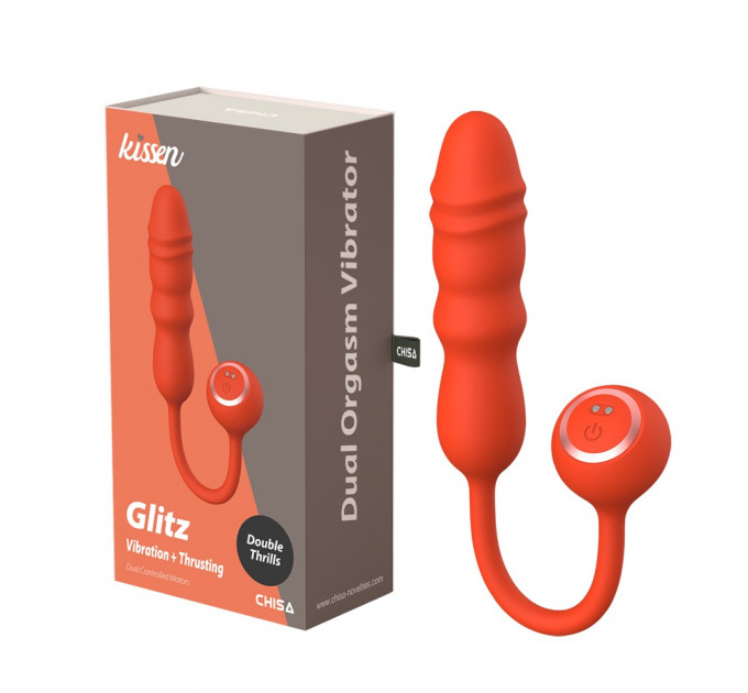 Вибратор Chisa Kissen Glitz с фрикциями, рельефный, с проводным пультом, оранжевый