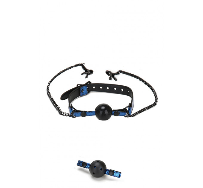 Кляп с зажимами для сосков WHIPSMART DIAMOND BLUE