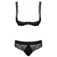 Комплект Obsessive MIAMOR SET чорний відкритий, груди L / XL