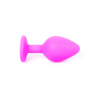 Анальна пробка з блакитним кристалом Plug-Jewellery Pink Silicon PLUG Medium-Light Blue Diamond