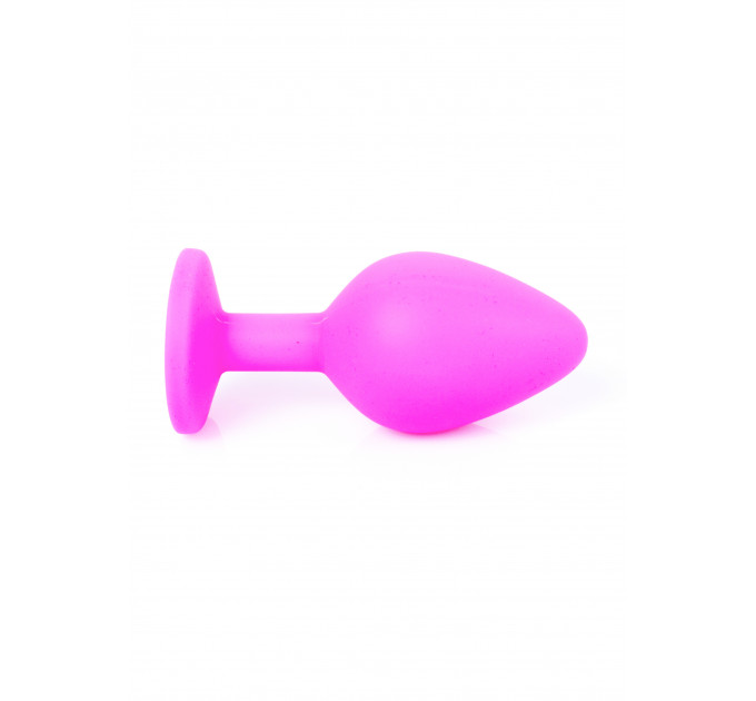 Анальна пробка з блакитним кристалом Plug-Jewellery Pink Silicon PLUG Medium-Light Blue Diamond