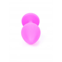 Анальна пробка з блакитним кристалом Plug-Jewellery Pink Silicon PLUG Medium-Light Blue Diamond