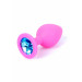 Анальна пробка з блакитним кристалом Plug-Jewellery Pink Silicon PLUG Medium-Light Blue Diamond