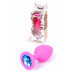 Анальна пробка з блакитним кристалом Plug-Jewellery Pink Silicon PLUG Medium-Light Blue Diamond